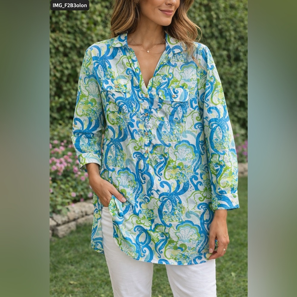 Lilly Pulitzer “Paisley Tunic Top | Spring Beachy Colors | Boho Blouse Size S